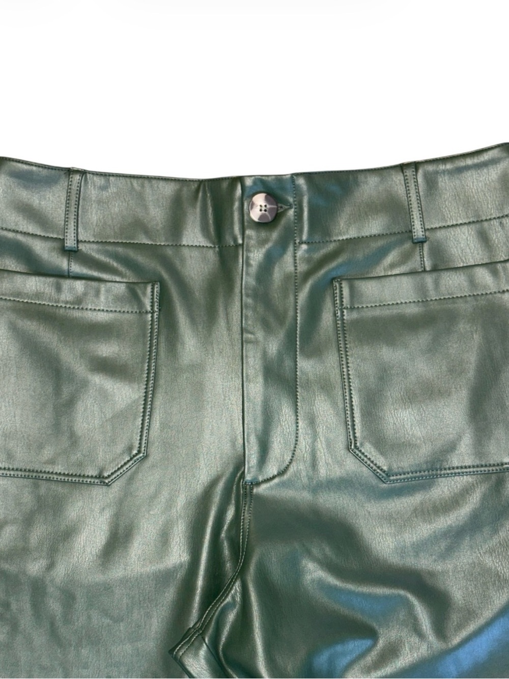 Anthropologie Maeve The Colette Faux Viscose Leather Wide-Leg Pants Green Sz 32 - Picture 4 of 9